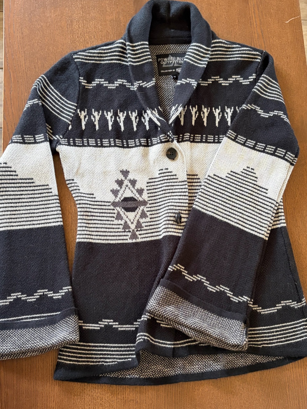 Powder River Outfitters Black & Cream Shawl Collar Cardigan